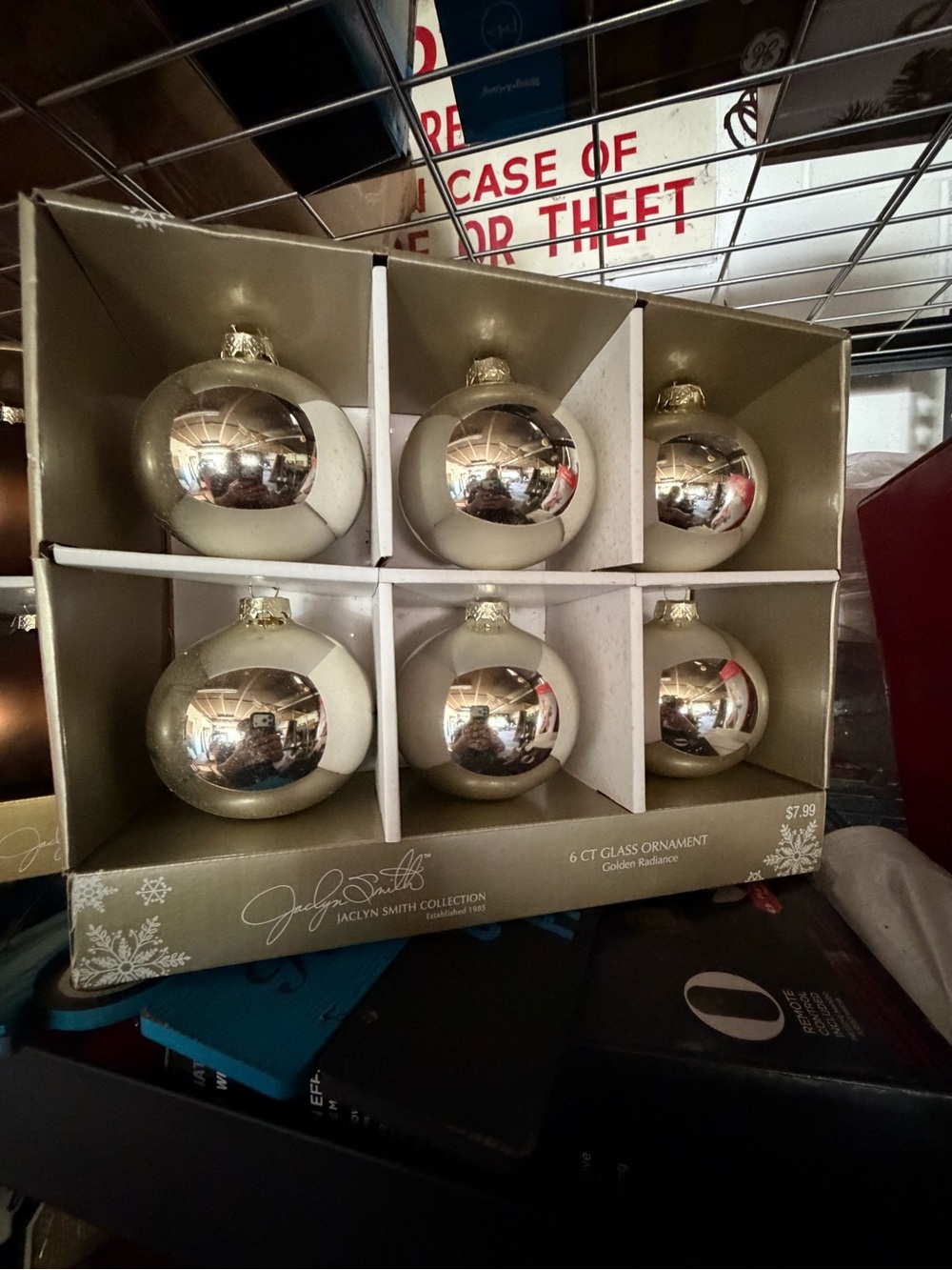 Jaclyn Smith Gold and Metallic Champagne Glass Ornament Set